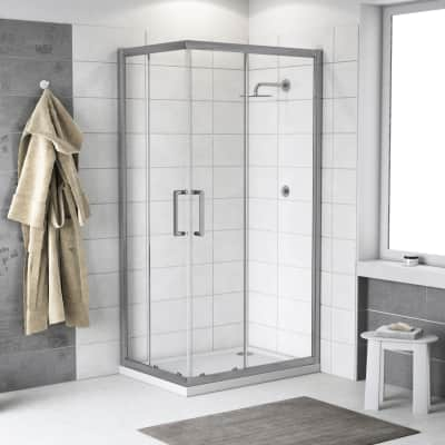 Cabina Doccia 70 120.Box Doccia Rettangolare Scorrevole Quad 120 X 120 Cm H 190 Cm In Vetro Temprato Spessore 6 Mm Trasparente Argento Prezzo Online Leroy Merlin