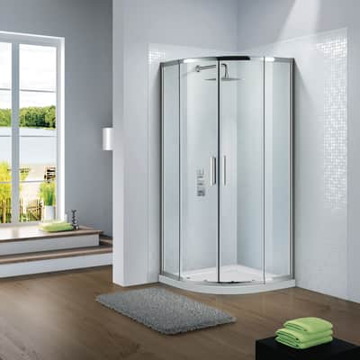 Cabina Doccia Leroy Merlin.Box Doccia Semicircolare Scorrevole Slimline 100 X 100 Cm H 195 Cm In Vetro Temprato Spessore 6 Mm Trasparente Argento Prezzo Online Leroy Merlin