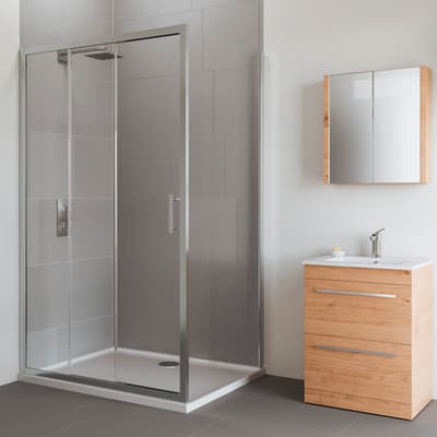 Cabina Doccia In Offerta Leroy Merlin.Box Doccia Angolare Porta Scorrevole E Lato Fisso Rettangolare Verve 100 X 90 Cm H 190 Cm In Vetro Temprato Spessore 6 Mm Trasparente Cromato Prezzo Online Leroy Merlin